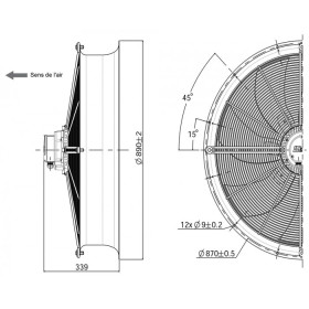 Ventilateur VHE 762 VB34 - 1.1/0.6KW - 6P TRI - 25050711